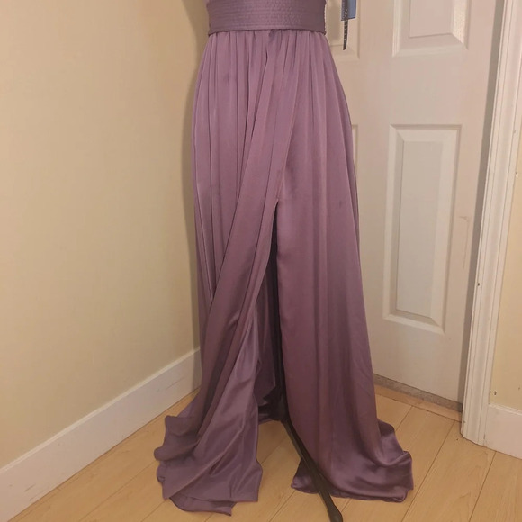 White by  Vera Wang VW360214 -Neck Halter Gown with Slit SZ 2 NWT - Picture 7 of 16